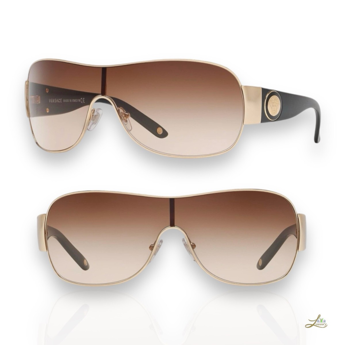 Versace VE2101 Versace VE2101 1002/13 Sunglasses Gold/Brown Gradient Shield  main image 2