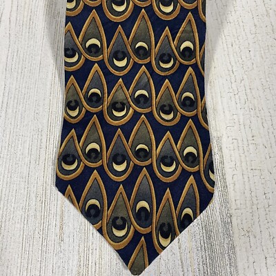 Louis Roth Louis Roth Men's Necktie Blue Brown Geometric Tie 4