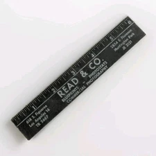 Vintage Read & Co. Black Metal Ruler 6" - Decimal Equivalents - Los Angeles &...