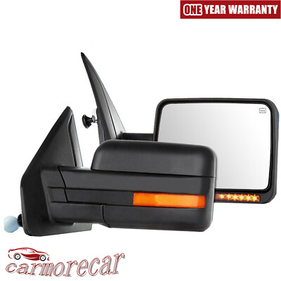 Power Heated Side Mirrors Fits 04-06 Ford F150 Sequential LED Signal Left Right