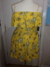 NEW Express Yellow Floral Spaghetti Strap Dress Size XL (B267)