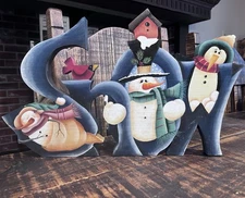 Handmade Wooden Snowman Snow Christmas Country Primitive Farmhouse Rustic Sign