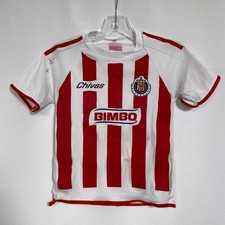 Club Deportivo Guadalajara 2012/13 Red Striped Soccer Home Jersey Youth SMALL