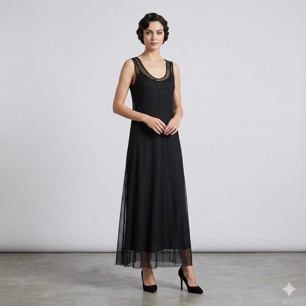 knee length dresses for ladies Black Bryanna Metallic Maxi Dress