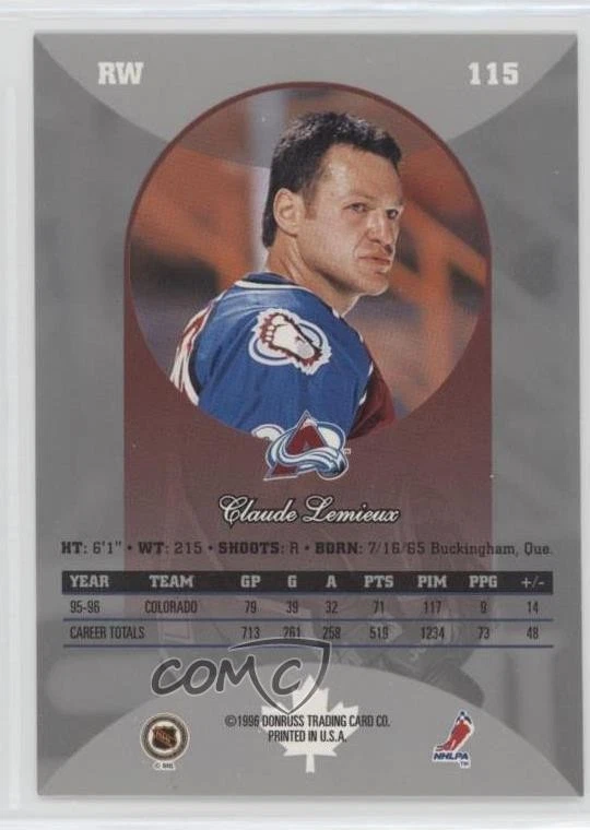 1996-97 Donruss Canadian Ice Claude Lemieux #115 - Image 2 of 2