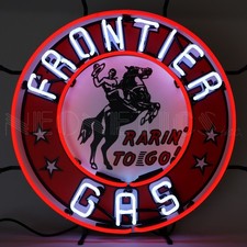 Frontier Gas Neon Sign Cowboy Western Garage Wall lamp light Colorado Horse Barn