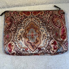 Designer Paisley Print Laptop Sleeve Bag Pouch Zipper Closure Brown Red Blue