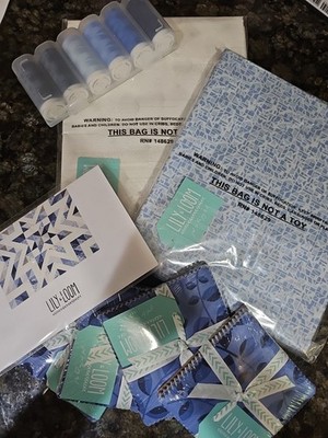 Lily And Loom Bursting Star Forever Mod Blue Quilt Kit With Backing And Thread