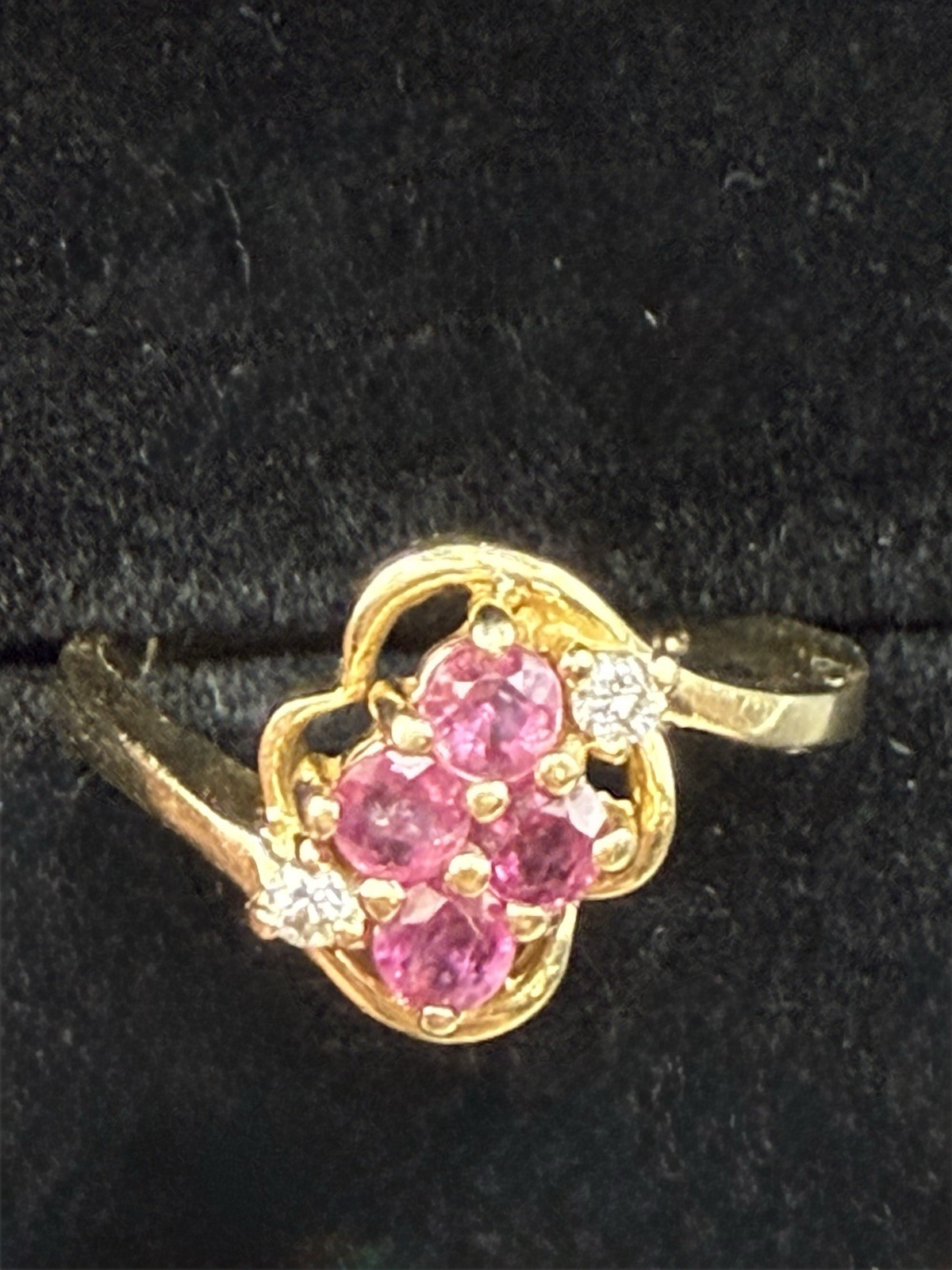 Vintage 10k Solid Yellow Gold Ruby & Diamond Flow… - image 7