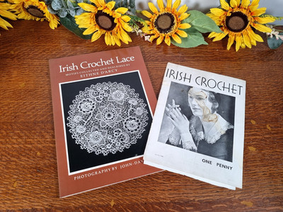 Irish Crochet Lace Motifs paperback book by Eithne D'arcy & 1920's leaflet