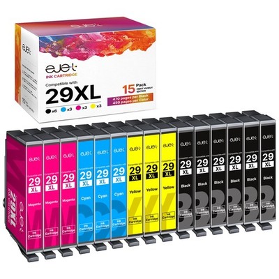 ejet 29XL High Yield Tinte 29XL-15P, 6 Schwarz / 3 Cyan / 3 Magenta / 3 Gelb 