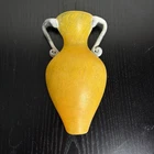 Vintage Murano Glass Scavo Amphora 9" Yellow Wall Pocket Vase Italian MCM 1960s