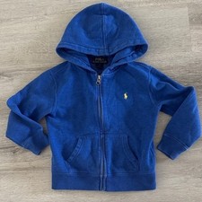 Polo Ralph Lauren Fleece Full Zip Hoodie Jacket Boys Size 5 Blue Hooded