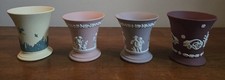 Vintage Lot Of 4 Rare Wedgwood Jasperware Flower Vase Dragonfly, Wine Red Vase