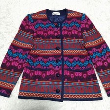 Multicolor all-over print knit jacket by Yves Saint Laurent, women's size small