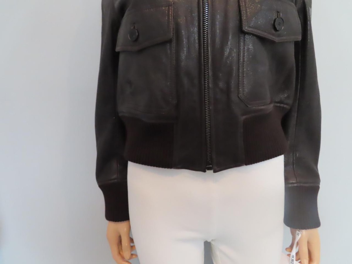 Dior★素敵！Brown Leather/Shearling Bomber Jacket NWT Christian Dior Brown Leather/Shearling Bomber Jacket