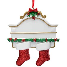 Christmas Mantel with 2 Stockings Ornament