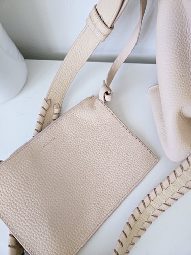 ALL SAINTS Pebbled Leather Shoulder/Crossbody Bag & Tethered Pouch (Powder Pink) - Picture 11 of 16