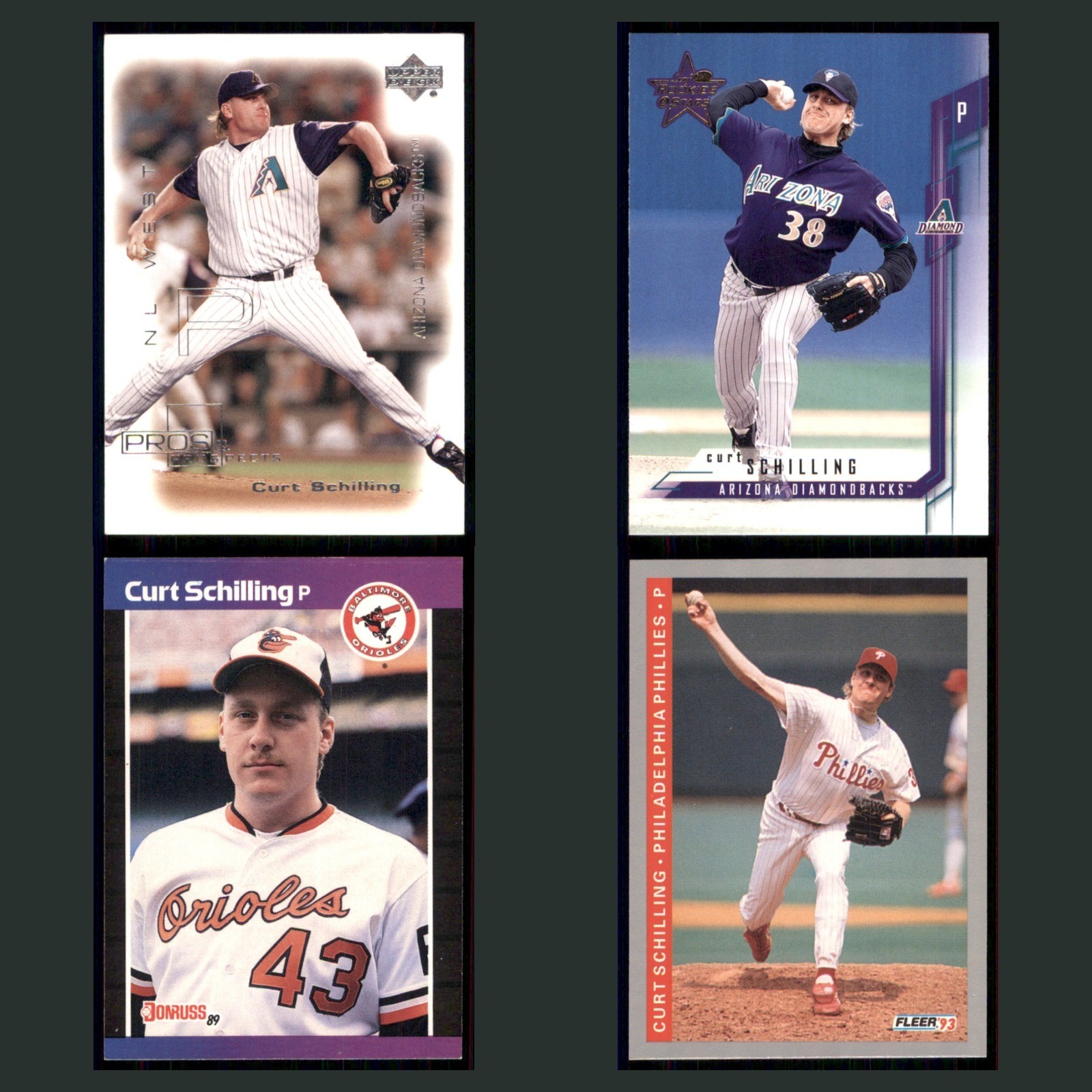 Curt Schilling Lot 4 Baseball Cards 2000 Upper Deck Pros & Prospects Set MLB EX
