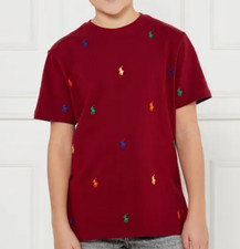 Polo Ralph Lauren Boys All Over Logo Cotton Knit Tee Shirt Sz M 10-12 NWT