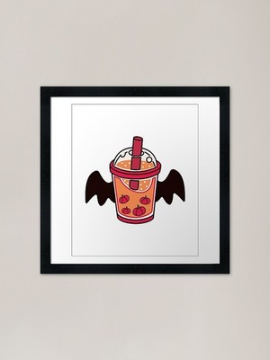 Spooky Pumpkin Bubble Tea ute Ha gerahmtes Wandbild Poster Leinwanddruck Bild
