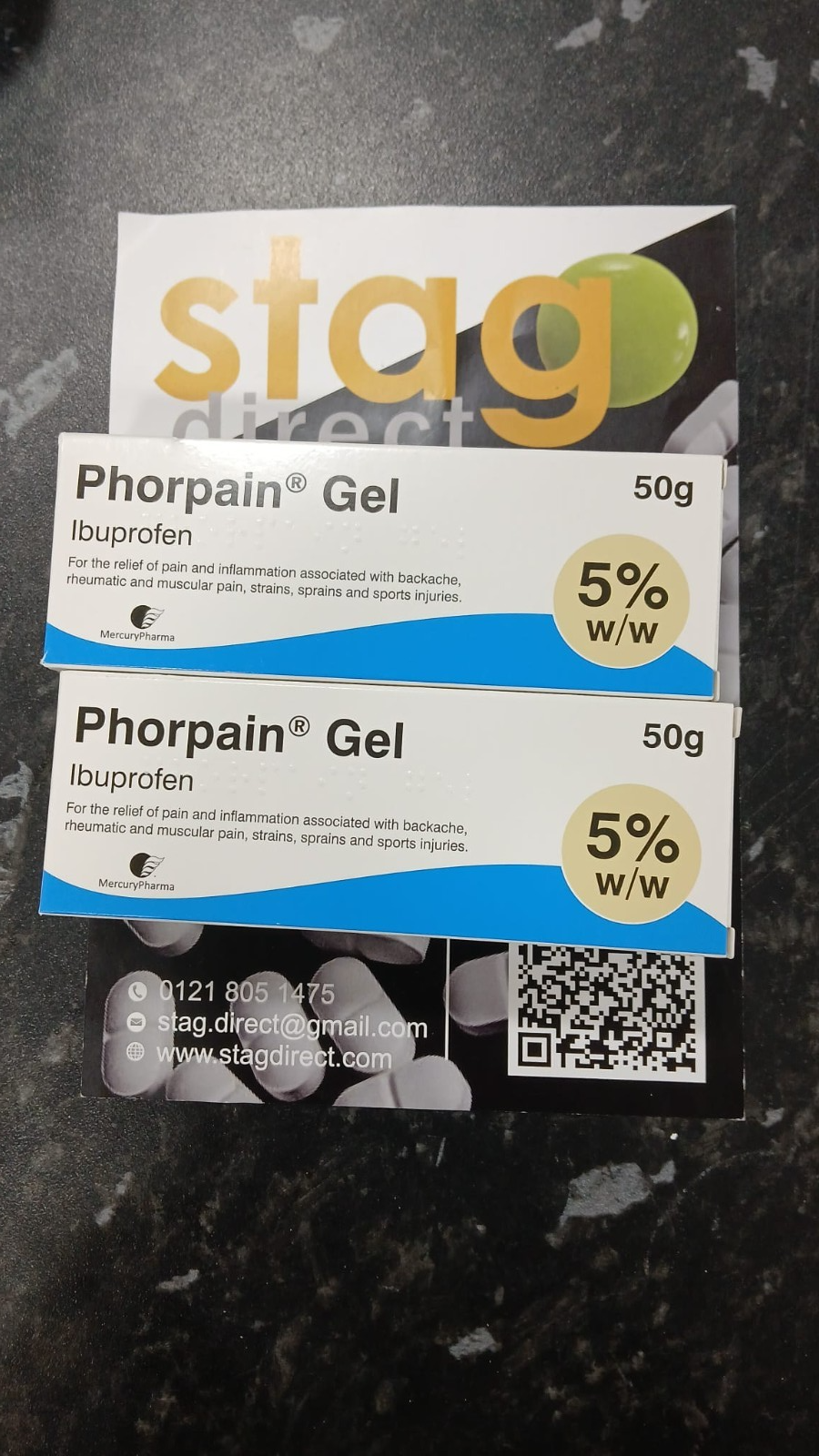 Phorpain 5% Anti Inflammatory Sprains Pain Relief Gel - 50g 2 Packs