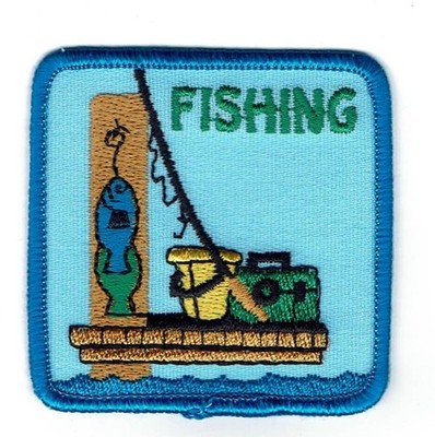 Girl Boy Cub FISHING TRIP Dock 2.5'' Fun Patches Crests Badges SCOUT GUIDE tour