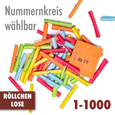 50 Röllchenlose bunt Nummernlose Tombolalose Tombola Lose Gewinnlose Nr. wählbar