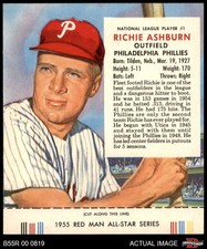1955 Red Man #1 Richie Ashburn With Tab Phillies HOF 6 - EX/MT