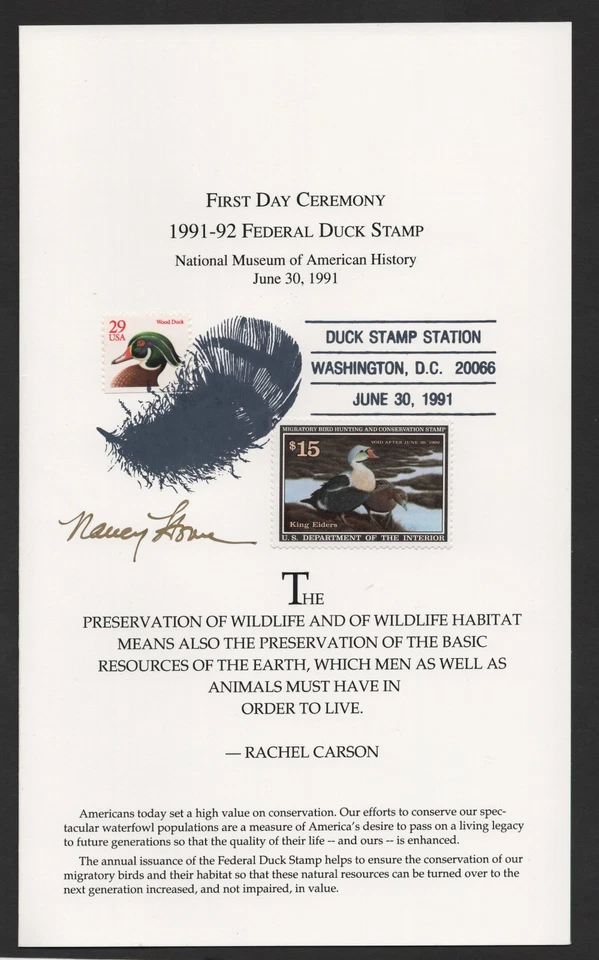 US 1991-1997 FEDERAL DUCK HUNTING STAMPS SC. #RW58-64 ON 7 FIRST DAY OF CEREMONY - Image 2 of 4