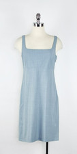 J Crew Light Blue 94% Wool Square Neck Sheath Dress Women's Size 8