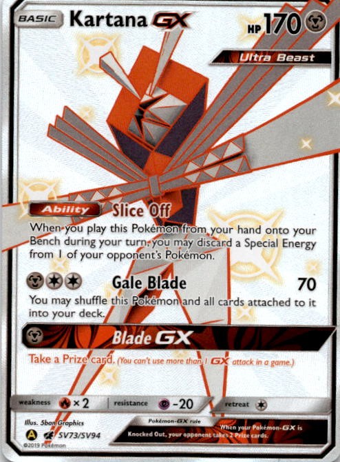 Kartana GX Shiny Holo Rare Hidden Fates: Shiny Vault SV73/SV94 NM