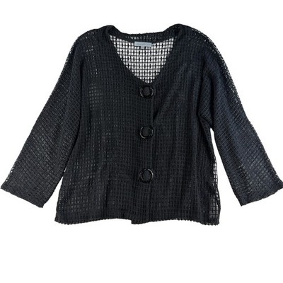 Vintage Keren Hart L Large Sheer Mesh Open Knit Cardigan Artsy Lagenlook Unique