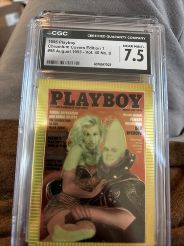 1995 Playboy Chromium Card #98 Aug 1993 Dan Aykroyd Pam Anderson CGC 7.5 NM+