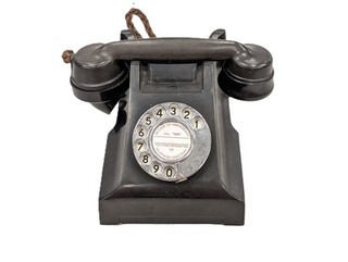 Vintage 1950s GPO Bakelite Rotary Dial Telephone Braided Cord Black S80