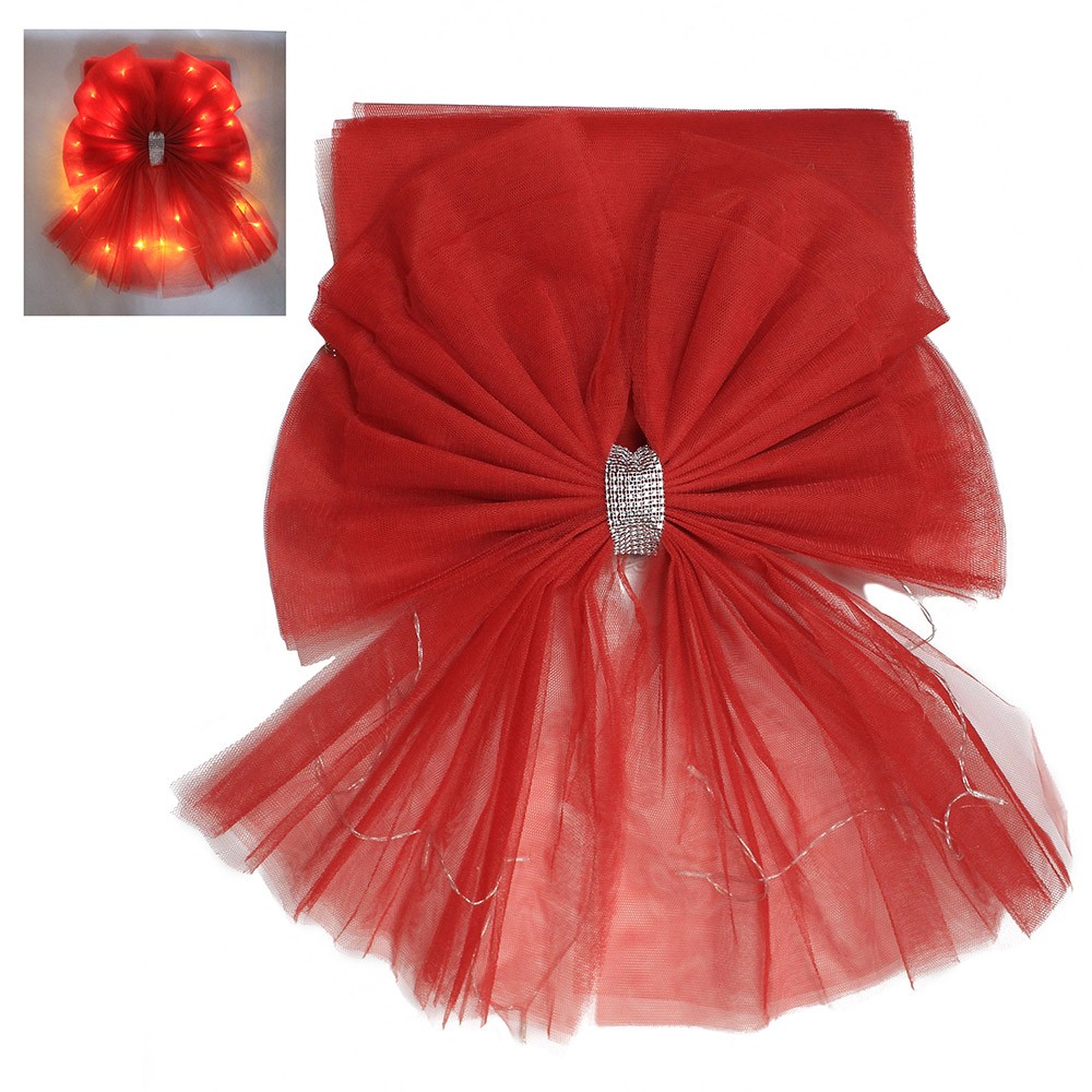 Deluxe Luxury LED Red Door Bow Christmas Bows Full Decoration Kit Ribbon Wrap
