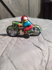 Vintage Tin Litho Metal 3.5  Motorcycle Friction Toy JAPAN