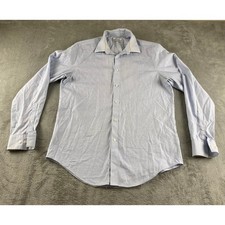 Calvin Klein Mens Dress Shirt Light Blue Check Infinite Wrinkle Free Stretch L