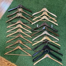 Vintage Lot Of 20 Wooden Hangers Hotels Motels Business Advertising Heavyweight