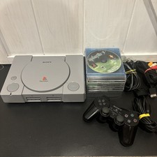 Sony PlayStation 1 Gray Console Bundle W/ Controller  9 Games - Tested, Read