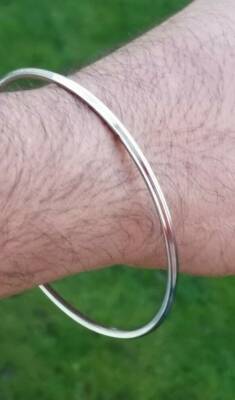 Splendido Bracciale Sottile Acciaio Inox 5 Linee Sikh Singh Kaur Kara