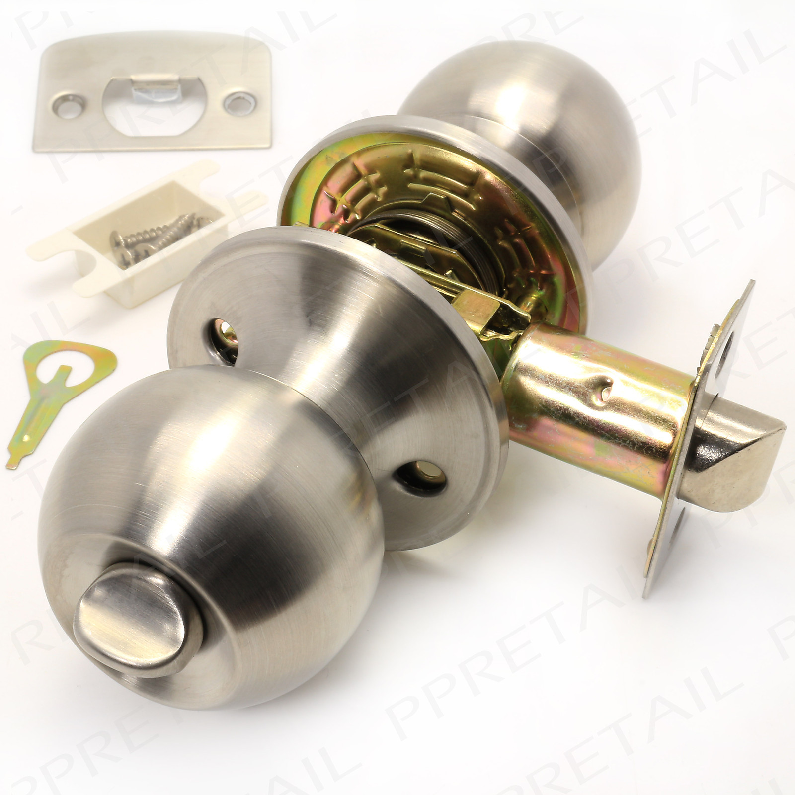 STAINLESS STEEL BATHROOM DOOR LOCK KNOB SET ~TRADE QUALITY~ Toilet/Turn ...