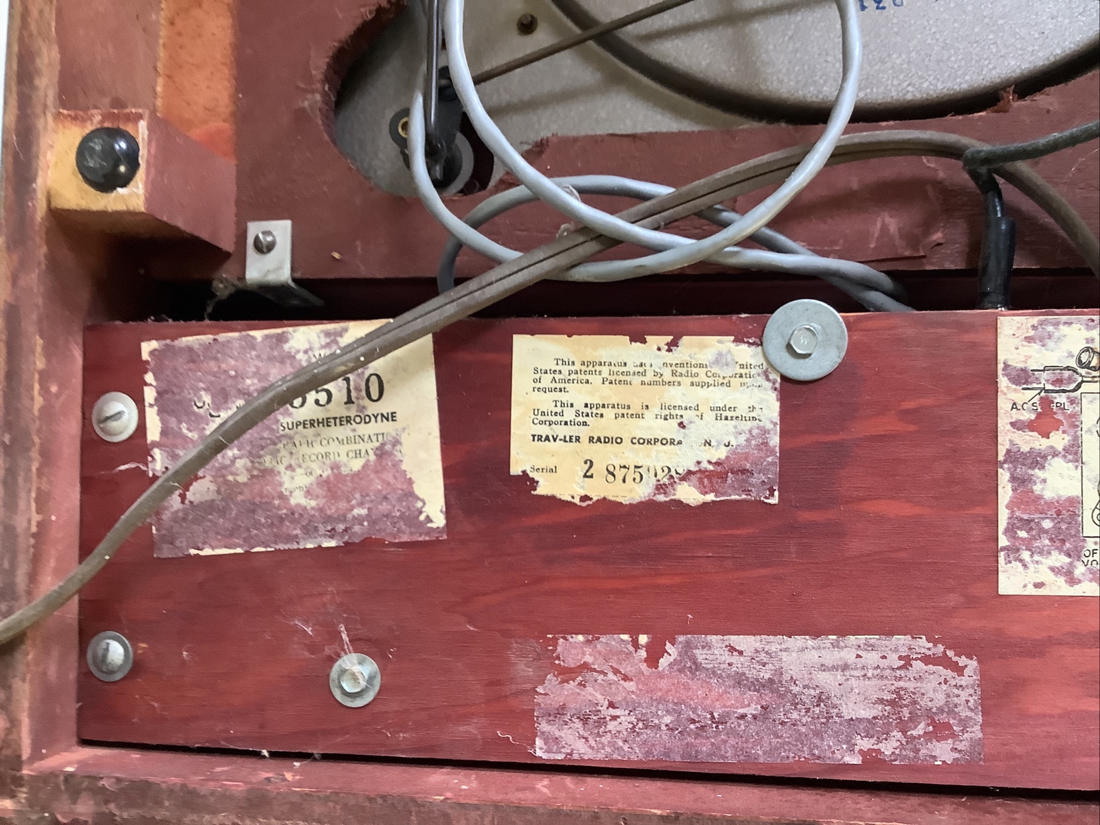 Vtg 1950'sTrav-Ler 5510 Super Heterodyne AM Radio Record Player Repair ...