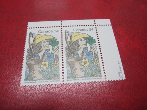 CANADA Unitrade # 1060 34c LOUIS HEBERT PAIR UR CORNER MNH