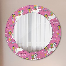 Miroir imprimé pour salle de bains prêt à être suspendu Licorne magique