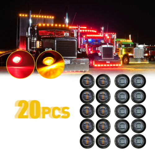 Side Marker lights Round Bullet 3/4"LED Truck Trailer Smoked Amber Red Light EOA - Picture 1 of 11