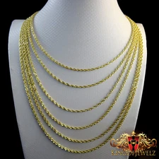 10K SOLID  YELLOW GOLD A+++ PREMIUM QUALITY ROPE CHAIN NECKLACE  2 MM 16~26 INCH