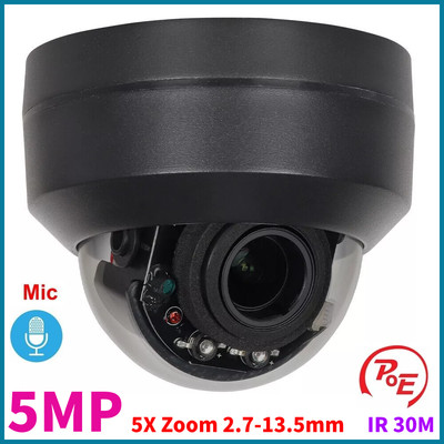 5MP IP IR PTZ Camera In Mic Speed Dome 5X Zoom 2.7-13.5mm SD Card Slot POE IP66