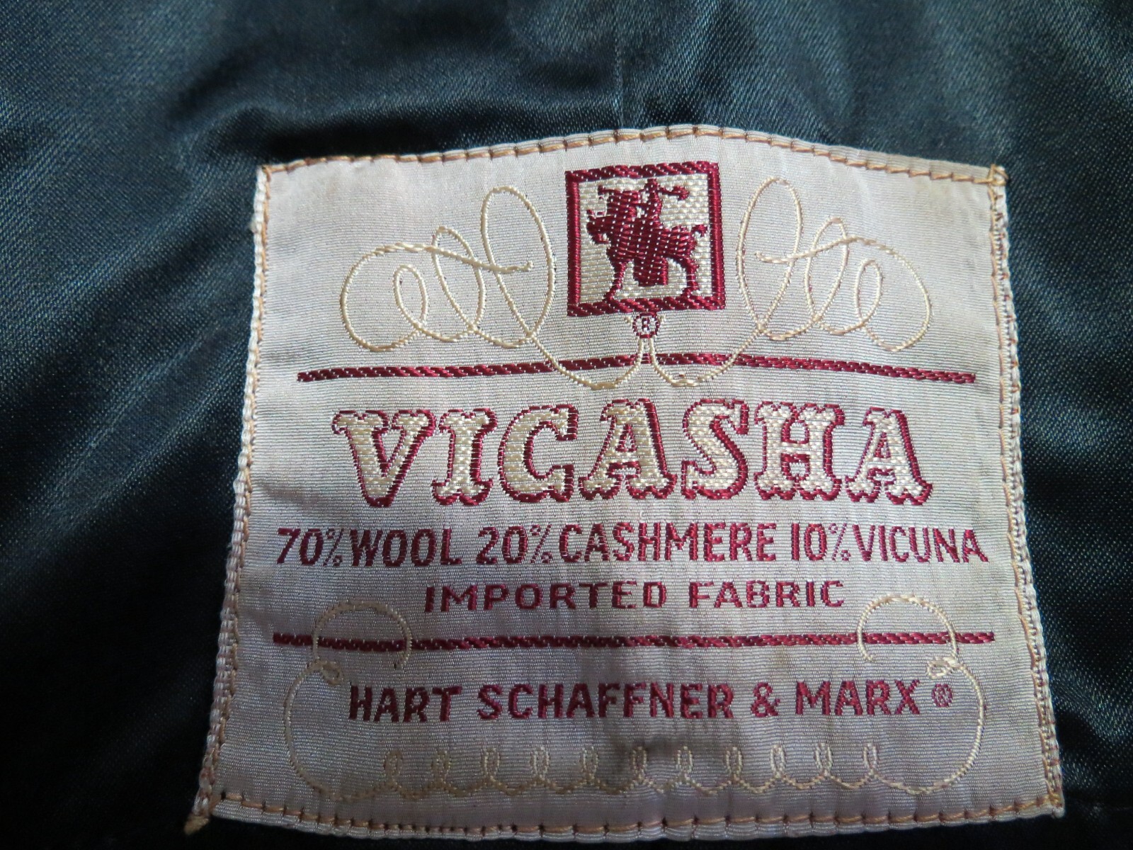 Rare VTG Union made Hart Schaffner & Marx Vicuna blend navy blue Overcoat 44 R image 2