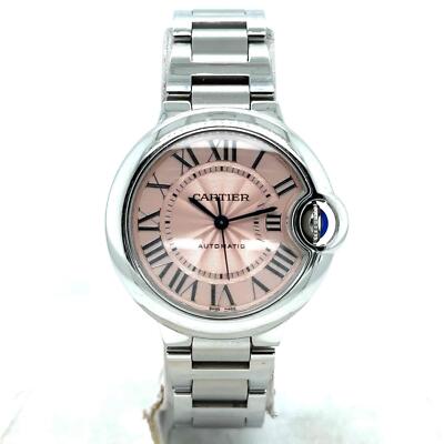 Cartier Ballon Bleu Automatisch 33mm Edelstahl Rosa Zifferblatt Damen Uhr